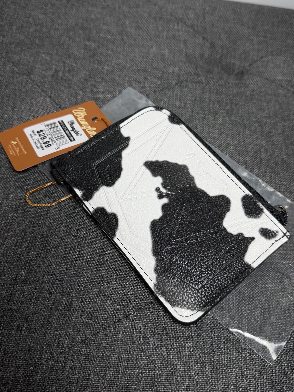 Wrangler Black and White Cow Print Card Case - Picture 2 of 2
